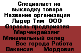 Специалист на выкладку товара › Название организации ­ Лидер Тим, ООО › Отрасль предприятия ­ Мерчендайзинг › Минимальный оклад ­ 30 000 - Все города Работа » Вакансии   . Мордовия респ.